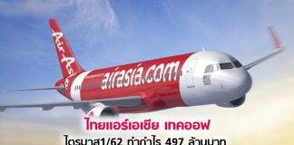 ไทยแอร์เอเชีย เทคออฟ ไตรมาส 1/62 ทำกำไร 497 ล้านบาท