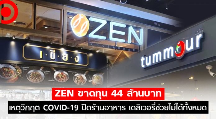 ZEN ขาดทุน 44 ล้านบาท เหตุวิกฤต COVID-19 ปิดร้านอาหาร เดลิเวอรี่ช่วยไม่ได้ทั้งหมด