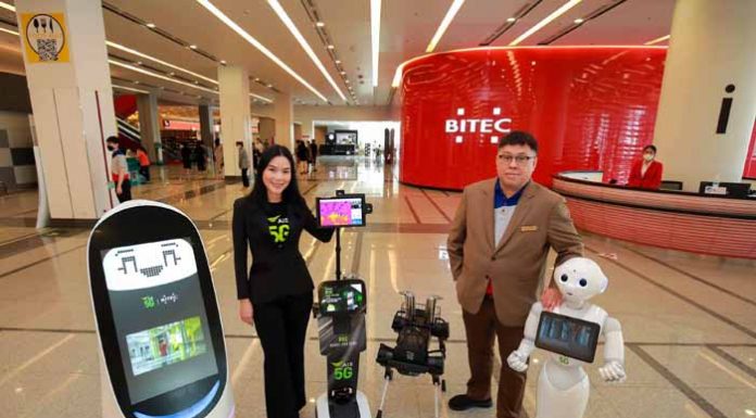 เอไอเอส นำหุ่นยนต์ 5G ดูแลสุขอนามัยคนไทยเดินชมงานยุค New Normal ภายในศูนย์นิทรรศการและการประชุมไบเทค (BITEC) เสริมมาตรการจัดงานแฟร์วิถีใหม่ในไทย