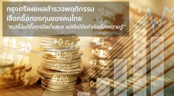 กรุงศรีเผยผลสำรวจพฤติกรรมการเลือกซื้อผลิตภัณฑ์กองทุนของคนไทย แนวโน้มดีซื้อทุกปีสม่ำเสมอ แต่ยังมีข้อจำกัดเรื่องความรู้