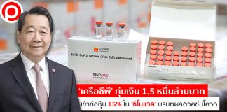 ‘เครือซีพี’ ทุ่มเงิน 1.5 หมื่นล้านบาท เข้าถือหุ้น 15% ใน ‘ซิโนแวค’ บริษัทผลิตวัคซีนโควิด
